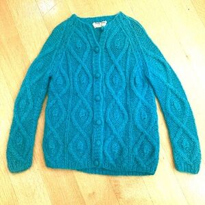 Sex and The City Vintage 60s Quality House Mohair, Wool Sweater Turquoise Blue S
